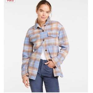 L.L. Bean Blue and Tan Plaid Shirt Jacket
